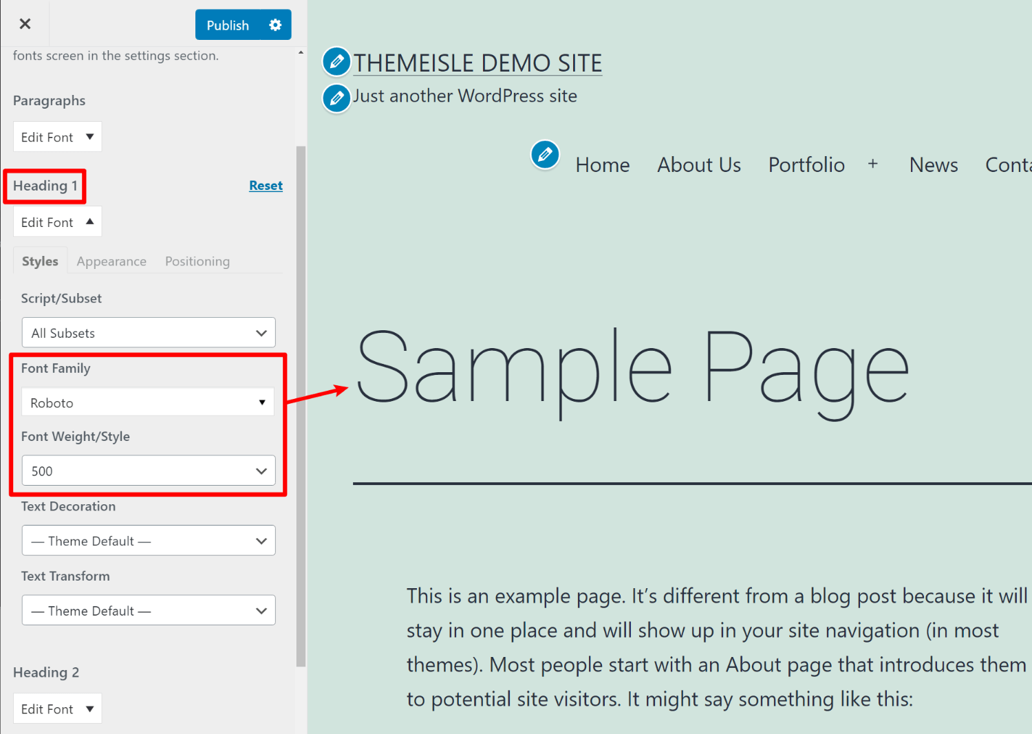 Faites votre sélection de police