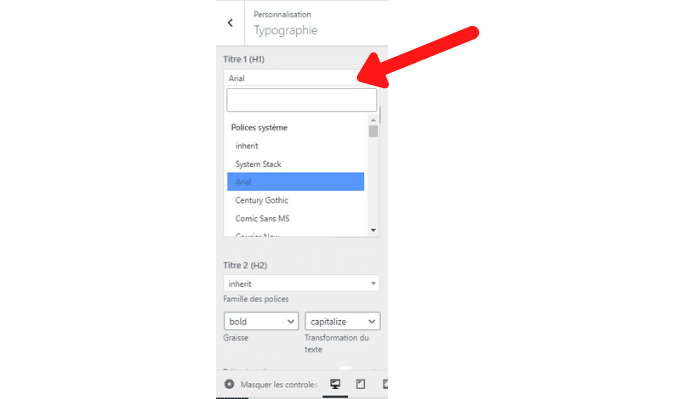 vous avez le choix entre un certain nombre de polices différentes