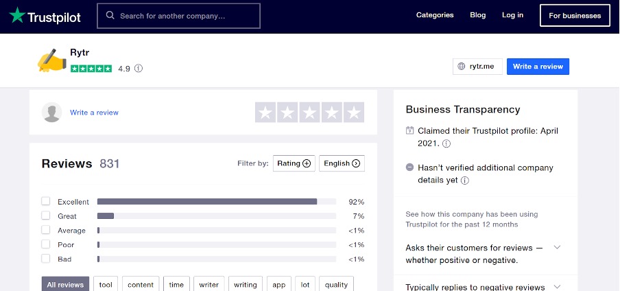 avis trustpilot rytr avis trustpilot rytr