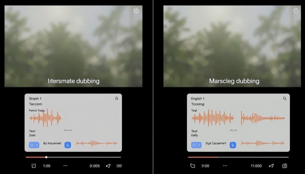 Exemple de doublage multilingue avec Murf AI montrant la synchronisation labiale