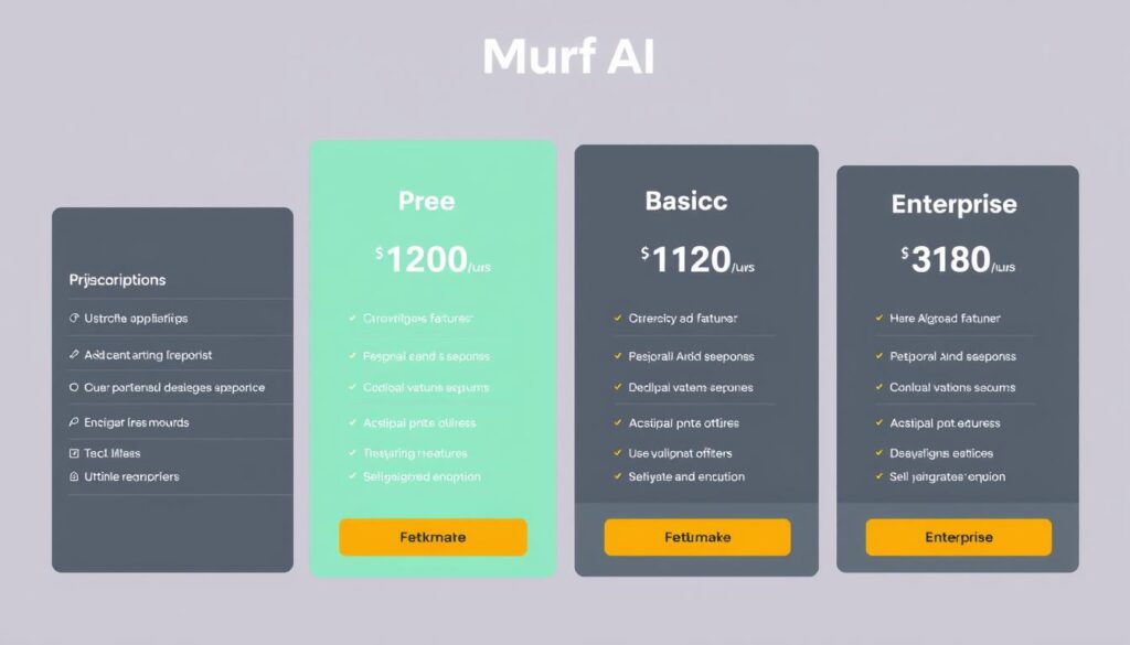 Tableau comparatif des différentes formules d'abonnement Murf AI